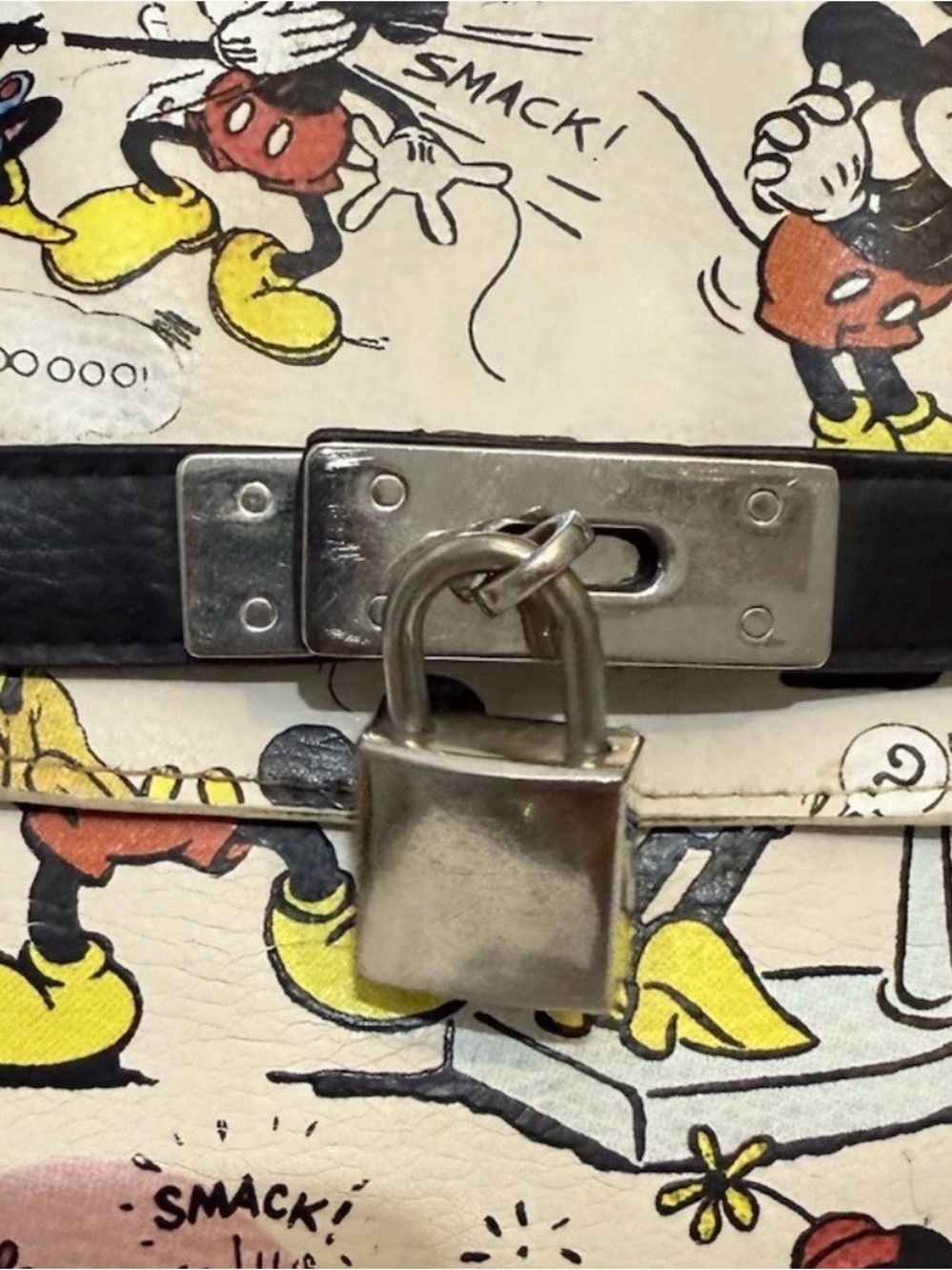 Vintage Disney Mickey Minnie Mouse Top Handle Bag Comic Print Faux Leather -Read - Picture 4 of 15